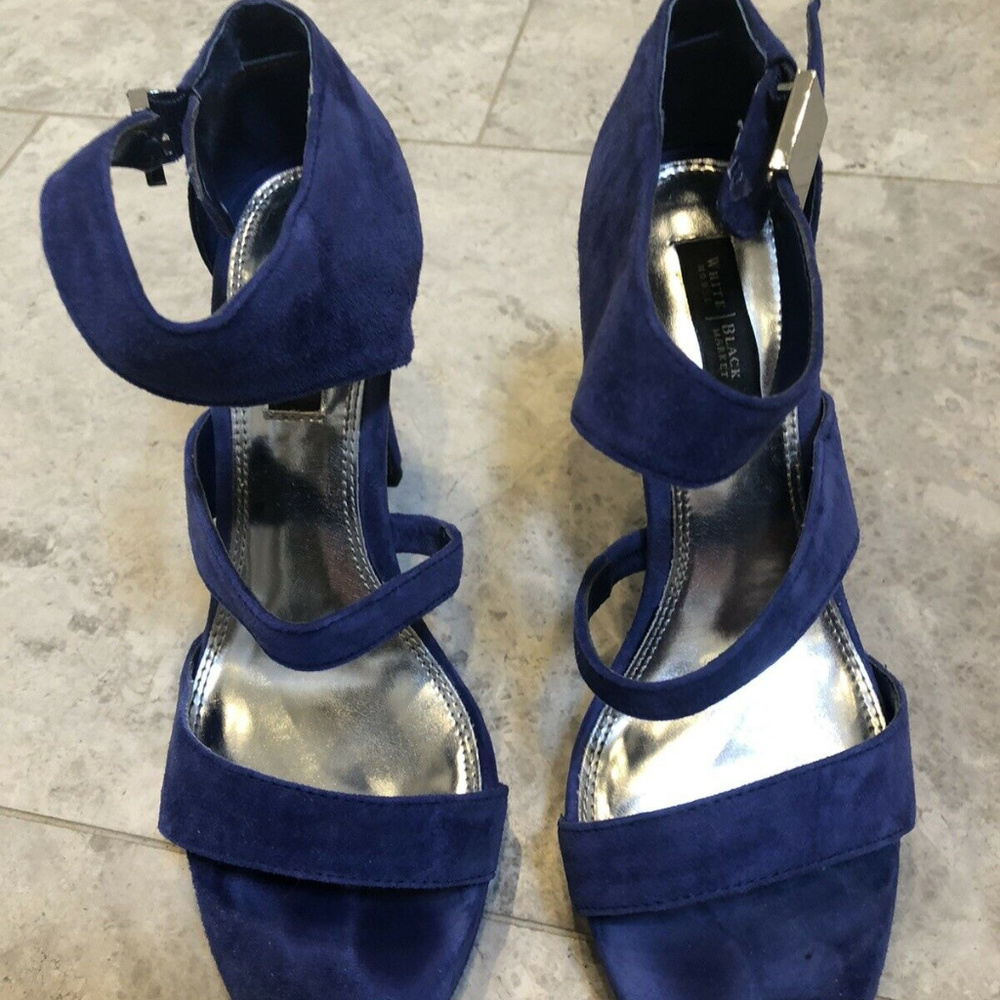 White House Black Market Blue Suede Heels - 6.5